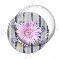 Image digitale - Fleur rose fond rayures verticales