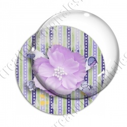 Image digitale - Fleur tissu rose fond rayures verticales