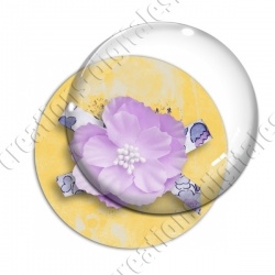 Image digitale - Fleur tissu rose fond jaune