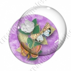 Image digitale - Papillons et fleur - violet