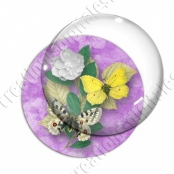 Image digitale - Papillons et fleur - violet