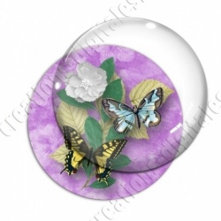 Image digitale - Papillons et fleur - violet