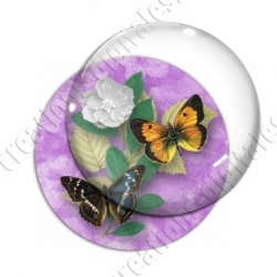 Image digitale - Papillons et fleur - violet