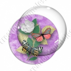 Image digitale - Papillons et fleur - violet