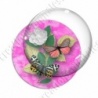 Image digitale - Papillons et fleur - rose