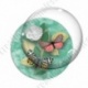 Image digitale - Papillons et fleur - vert