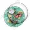 Image digitale - Papillons et fleur - vert