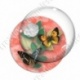 Image digitale - Papillons et fleur - rouge