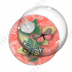 Image digitale - Papillons et fleur - rouge