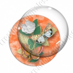 Image digitale - Papillons et fleur - orange