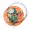 Image digitale - Papillons et fleur - orange