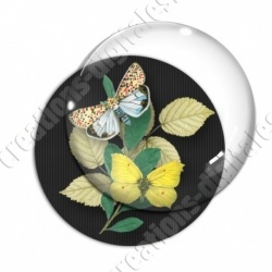 Image digitale - Papillons et fleur - noir