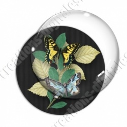 Image digitale - Papillons et fleur - noir