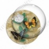 Image digitale - Papillons et fleur - marron