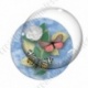 Image digitale - Papillons et fleur - bleu