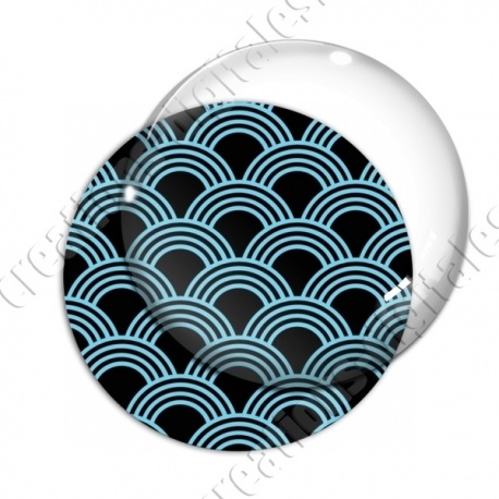 Image digitale - Vagues japonaises - Cyan Fond noir