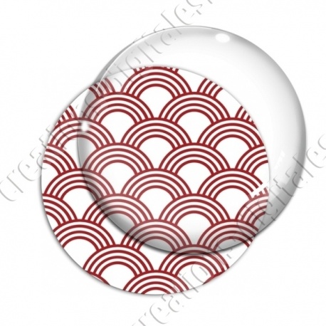 Image digitale - Vagues japonaises - Rouge Fond blanc
