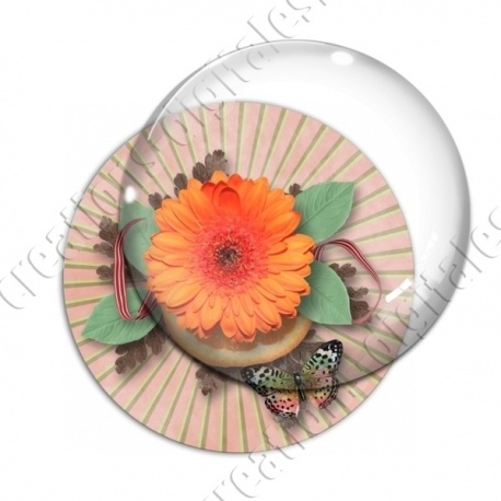 Image digitale - Montage fleur orange et Fond rayons