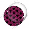 Image digitale - Vagues japonaises - Fuchsia Fond noir
