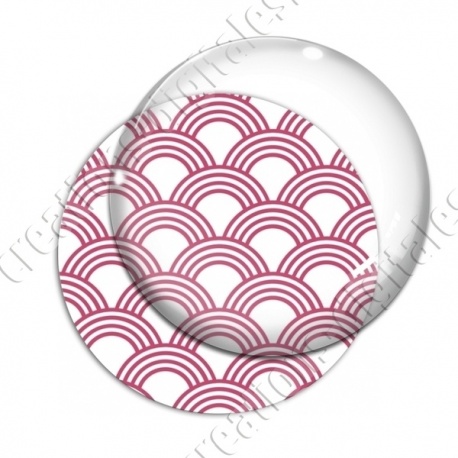 Image digitale - Vagues japonaises - Rose fond blanc