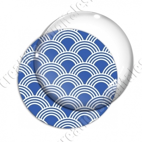 Image digitale - Vagues japonaises - Blanc fond bleu