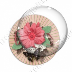 Image digitale - Montage fleur rouge et fond rayons