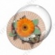 Image digitale - Montage fleur orang eet fond rayons