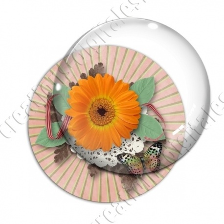 Image digitale - Montage fleur orang eet fond rayons
