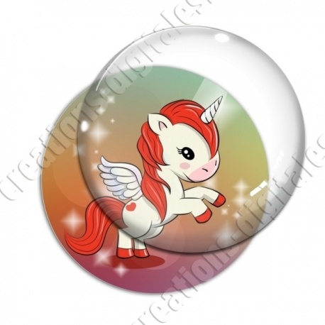 Image digitale - Licorne ailée - rouge