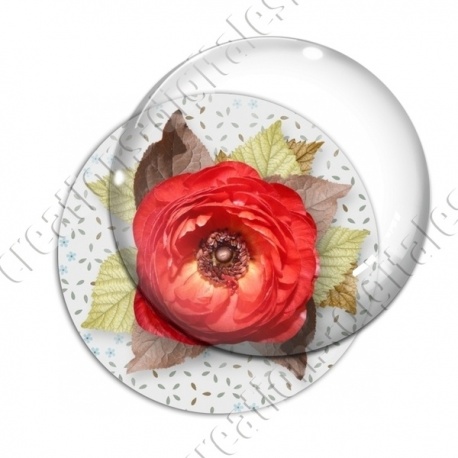 Image digitale - Montage fleur rouge et fond fleuri