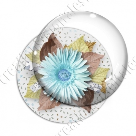 Image digitale - Montage fleur cyan et fond fleuri