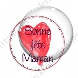 Image digitale - Bonne fête maman - Coeur rouge foncé