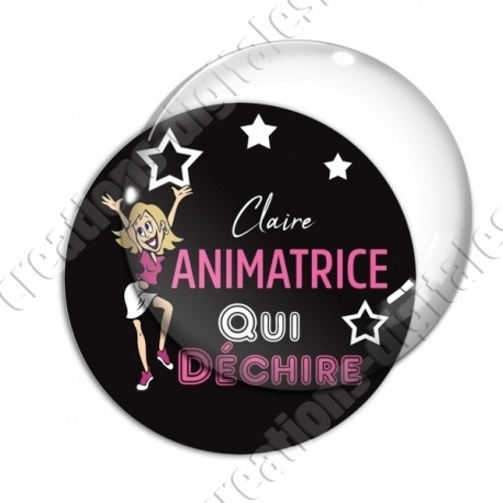 Image digitale - Animatrice qui déchire - fond noir texte rose