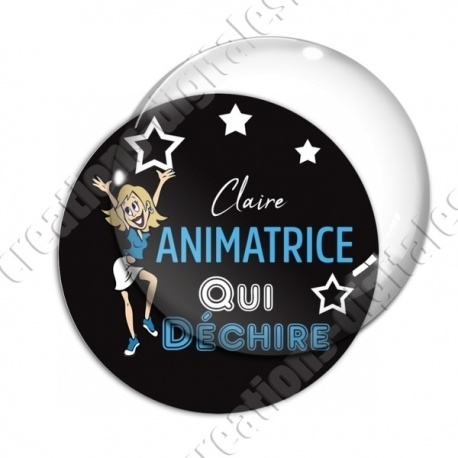 Image digitale - Animatrice qui déchire - fond noir texte bleu