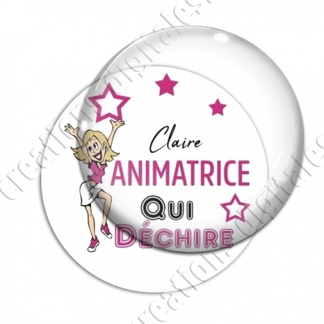 Image digitale - Animatrice qui déchire - fond blanc texte rose