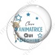Image digitale - Animatrice qui déchire - fond blanc texte bleu