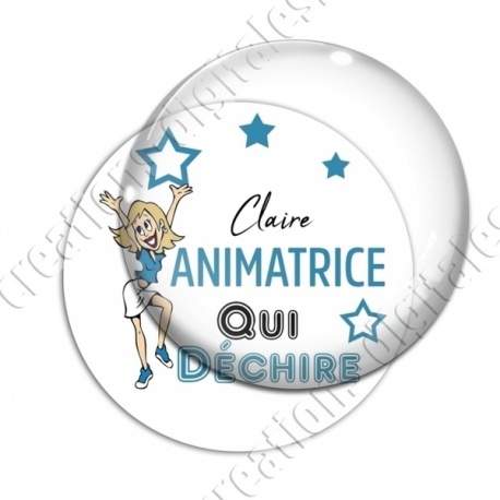 Image digitale - Animatrice qui déchire - fond blanc texte bleu