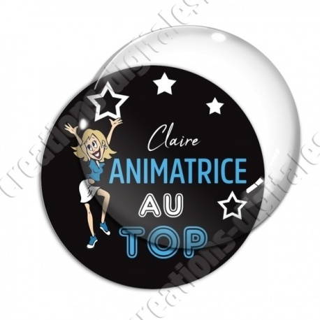 Image digitale - Animatrice au top - fond noir texte bleu