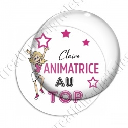 Image digitale - Animatrice au top - fond blanc texte rose