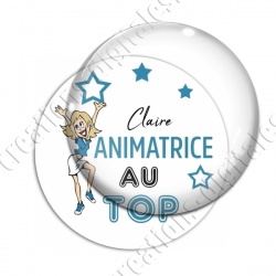 Image digitale - Animatrice au top - fond blanc texte bleu