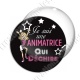 Image digitale - Je suis Animatrice qui déchire - fond noir texte rose