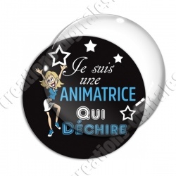 Image digitale - Je suis Animatrice qui déchire - fond noir texte bleu