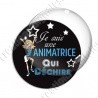 Image digitale - Je suis Animatrice qui déchire - fond noir texte bleu