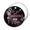 Image digitale - Je suis Animatrice au top - fond noir texte rose