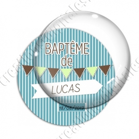 Image digitale - Baptême de - Fond ligne turquoise