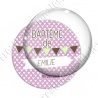 Image digitale - Baptême de - Fond coeur rose