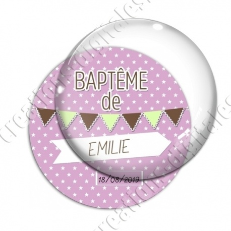 Image digitale - Baptême de - Fond étoile rose