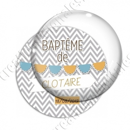 Image digitale - Baptême de - Fond ligne brisée gris garçon