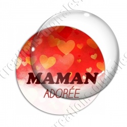 Image digitale - Fond coeur orangé - Maman adorée