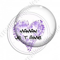 Image digitale - Fond coeur violet - Maman je t'aime